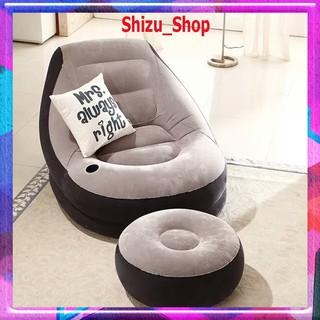 [TẶNG KÈM BƠM]Ghế hơi tựa lưng  bọc nhung cao cấp có đệm hơi lót chân