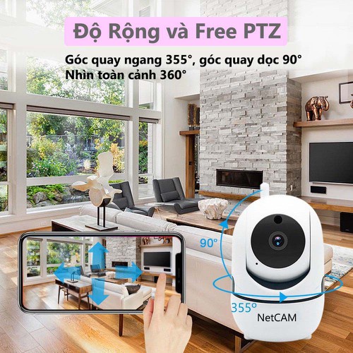 Camera IP WiFi NetCAM NR02, độ phân giải 4MP sắc nét, xoay 360 độ quan sát mọi vị trí