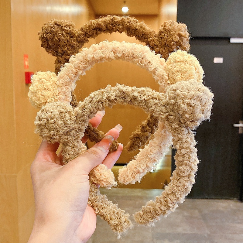 Băng Đô Vải Len Lông Cừu Hình Gấu Dễ Thương Cho Bé Gái