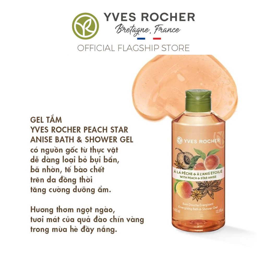 Sữa Tắm Hương Đào Và Hoa Hồi Yves Rocher Peach Star Anisel Bath &amp; Shower Gel 400ml