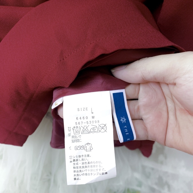 Đầm voan Nhật The Emporium đính chữ trắng viền bèo cổ