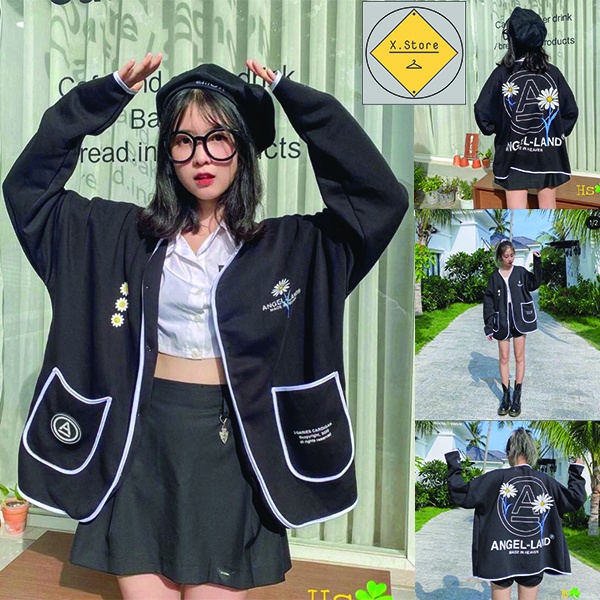 ÁO KHOÁC CARDIGAN HOA CÚC ANCE Có Ảnh Thật Tự Chụp + Video Áo Khoác Chất Nỉ Ngoại Mềm Mịn Hot Trend 2021 Unisex X.Store