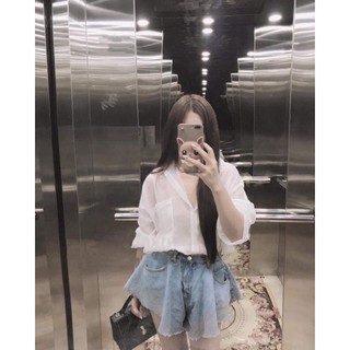 Quần short jean ống xòe