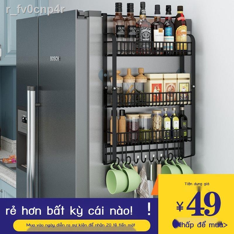 yangyangTủ lạnh Móc treo tường đa chức năng Giá đỡ nhà bếp bên hông để Gia vị