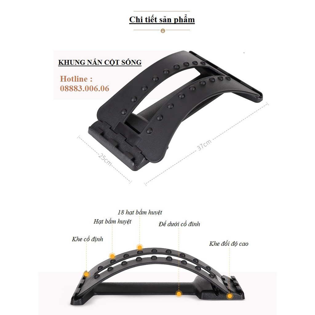 Khung massage lưng nắn chỉnh cột sống, định hình chống thoát vị đĩa đệm - Loại 18 Hột