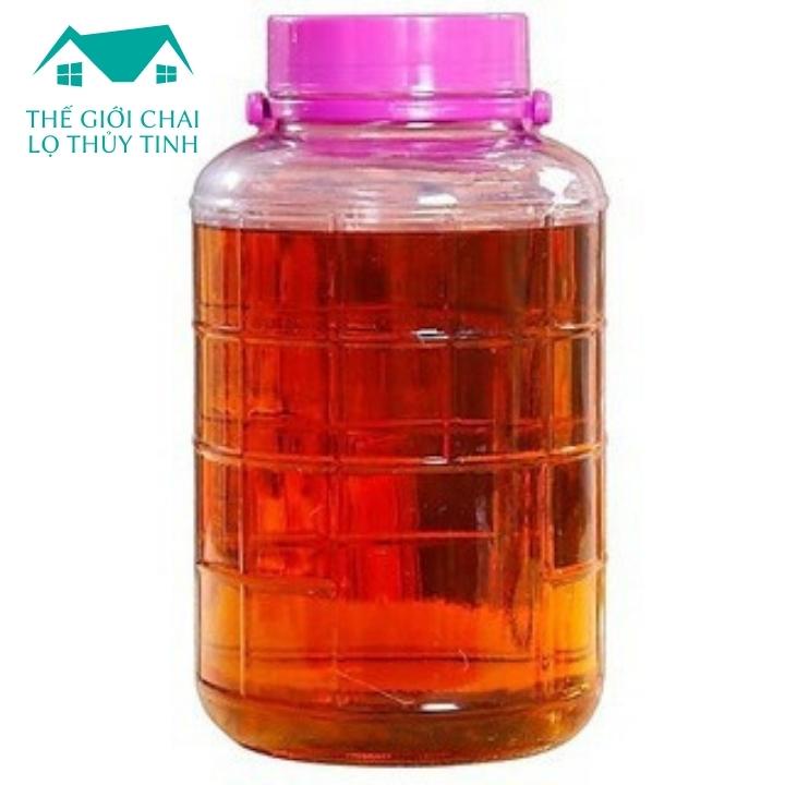 Bình thủy tinh 16L ngâm rượu nắp tím quai xách chắn chắn nắp nhựa kín có lỗ thử rượu dễ vận chuyển [ HOÀN XU ]