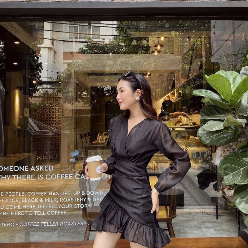 ĐẦM TƠ BÈO CỔ TIM CHÉO - ARRIDRESS T175