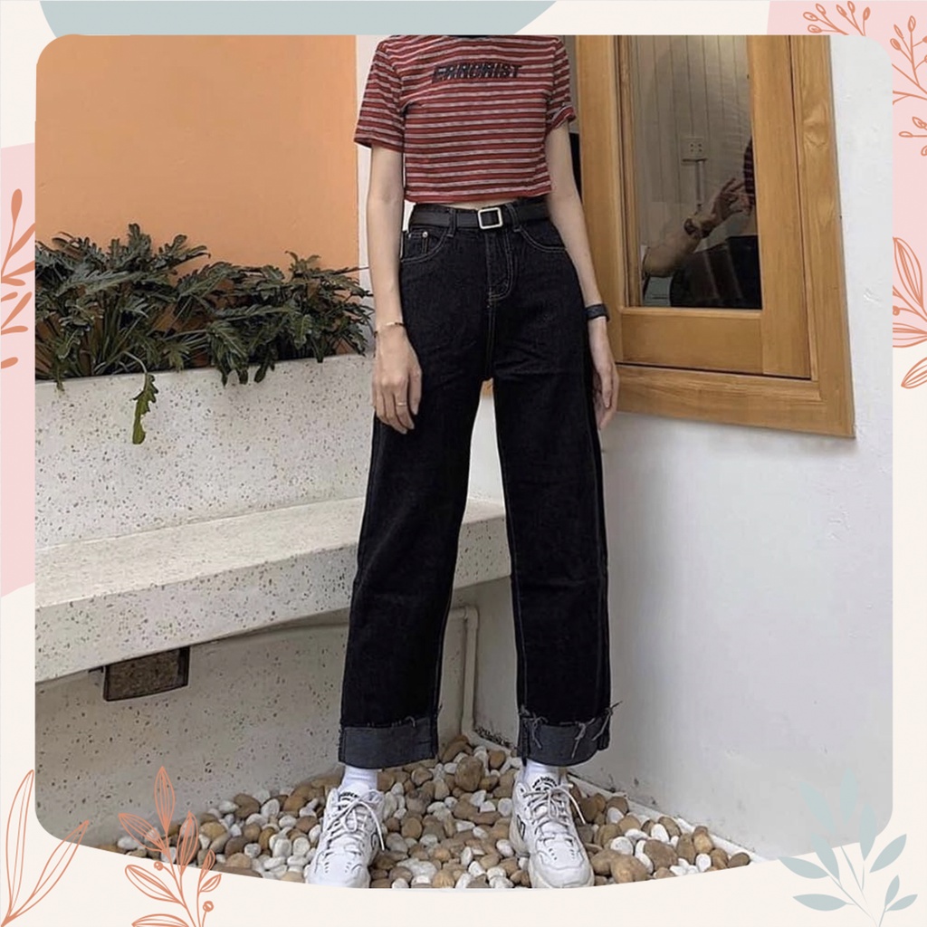 [Bigsize 55-84kg] Quần Suông Dài Ống Rộng Tua Lai, 3 Màu Đen Đậm Nhạt, Lưng Cao, Không Giãn