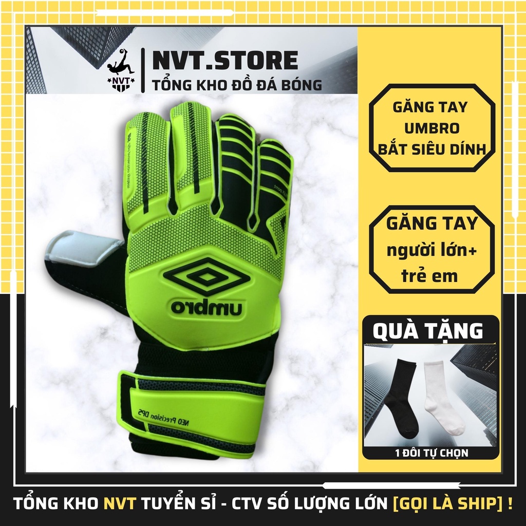 Bao găng tay thủ môn bắt bóng đá siêu dính, bao găng tay thủ môn trẻ em/người lớn có xương UMBRO loại cao cấp