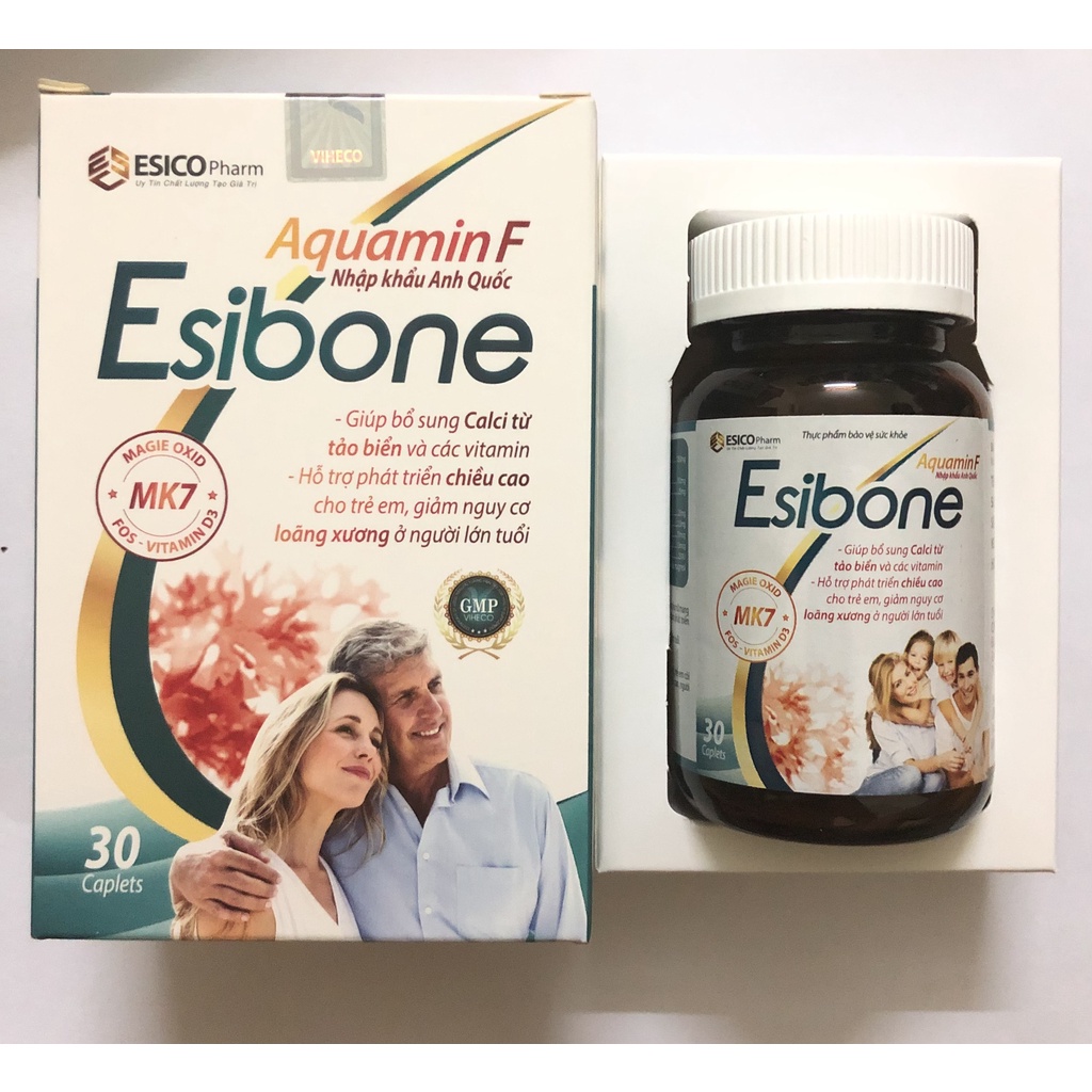 Canxi tảo hữu cơ viên ESIBONE không gây nóng, không lắng cặn thận. Lọ 30 viên