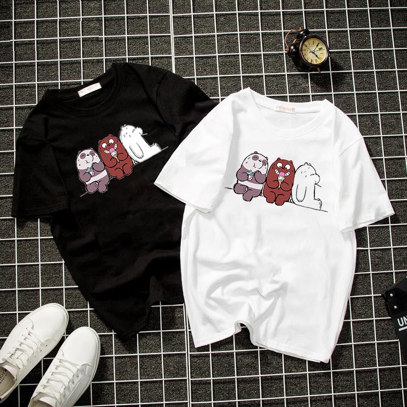 Áo thun unisex form rộng 3 chú gấu đáng yêu thời trang cá tính vải dày mịn 2019T1332