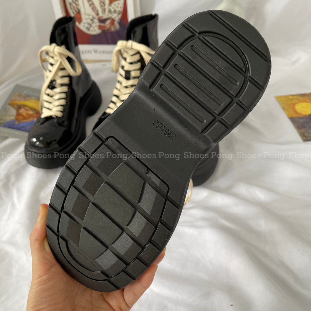 Giày Bốt Martin cổ thấp, khoá kéo Phong Cách Retro PongShoes mã 1316
