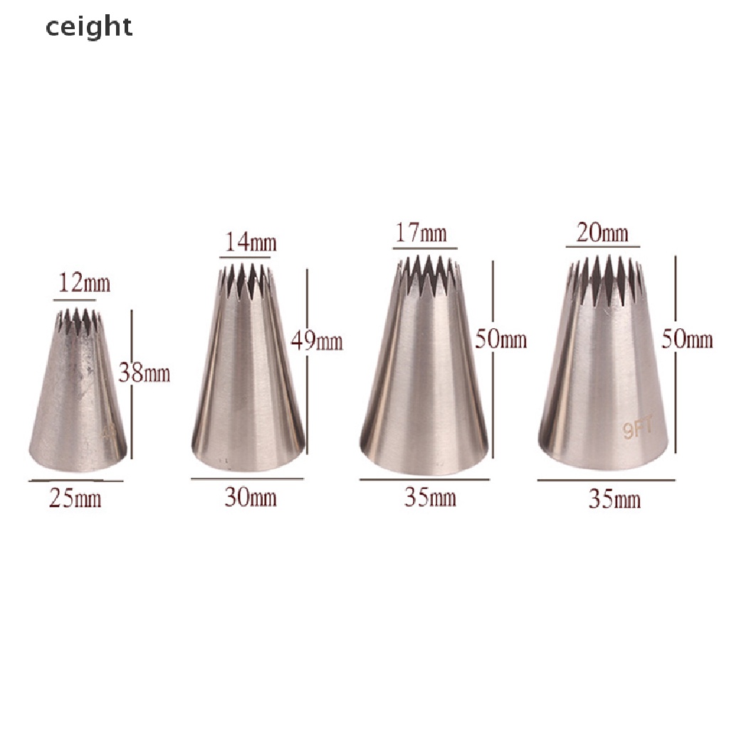 Set 4 đuôi bắt bông kem trang trí bánh bằng thép không gỉ