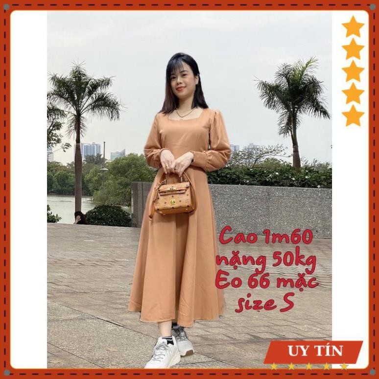 Đầm maxi cổ vuông dài tay Eva_home_fashion | BigBuy360 - bigbuy360.vn