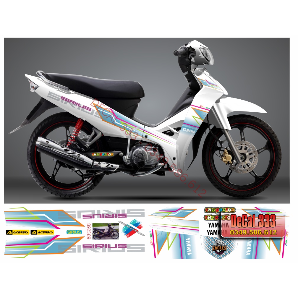 Tem SIRIUS 110cc 50cc - mẫu CHỈ MÀU - 892589 (Tem Chế 3 Lớp Chống Phai Màu)