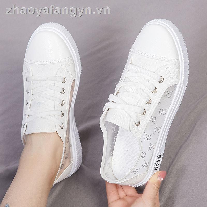 Giày Thể Thao Vải Bạt Màu Trắng Thoáng Khí Mùa Hè Phong Cách Hàn Quốc Hàng Mới Dành Cho Học Sinh Nữ
