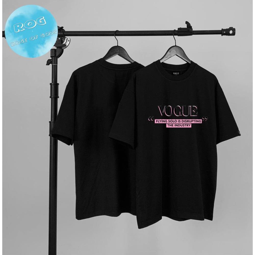 Áo thun tay lỡ VOUGUE Chữ Đen Hồng, áo phông Unisex nam nữ chất Cotton Form Rộng