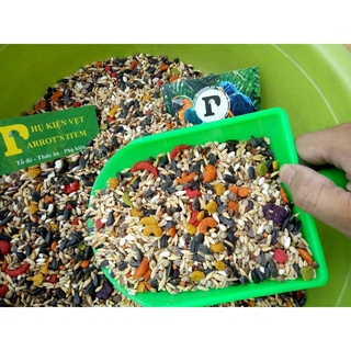 500G HẠT TRỘN KÈM HẠT TRÁI CÂY CHO CÁC DÒNG VẸT LB, COCK, NGỰC HỒNG, GREEN CHECK