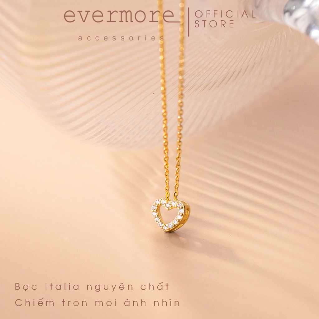 Dây chuyền bạc EVERMORE, vòng cổ đá trái tim bạc ý 925, phong cách minimalism, thanh lịch - D012
