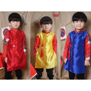 Áo dài đính ngọc bội cho bé trai