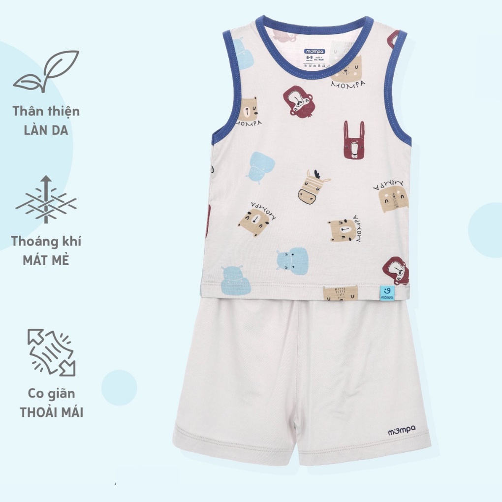 Bộ Quần Áo Ba Lỗ Mompa Bamboo - Quần Áo Bé Trai, Bé Gái (Size Từ 6 - 9 Tháng Đến 3 Tuổi)