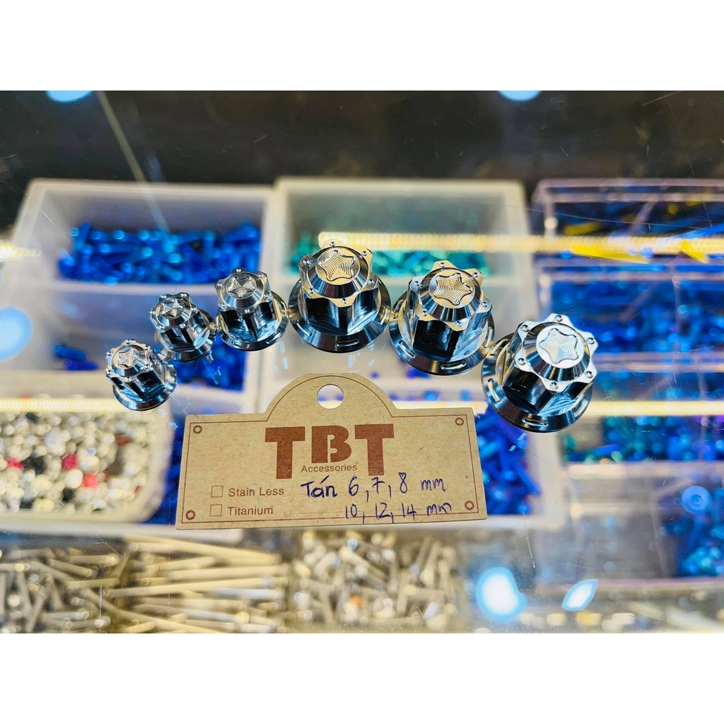 Tán 8li bít TBT mẫu v1 v2 chất liệu inox 304 lắp cổ pô , cùi dĩa ex135 sirius ex150