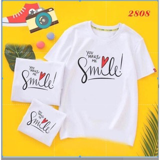 Áo gia đình SMILE nhiều màu thun cotton co giãn dày dặn mềm mịn đủ size cho cả gia đình
