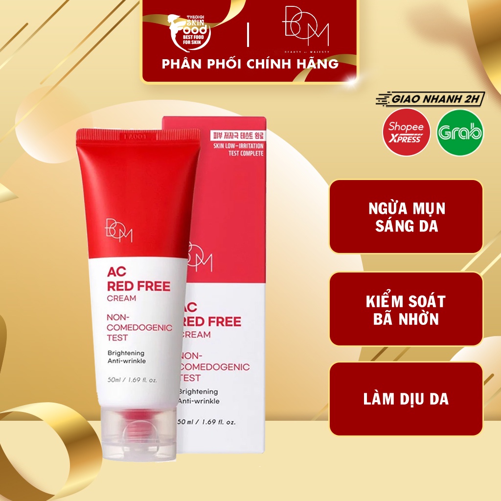 Kem Dưỡng Sáng Da Ngừa Mụn B.O.M AC Red Free Cream 50ml