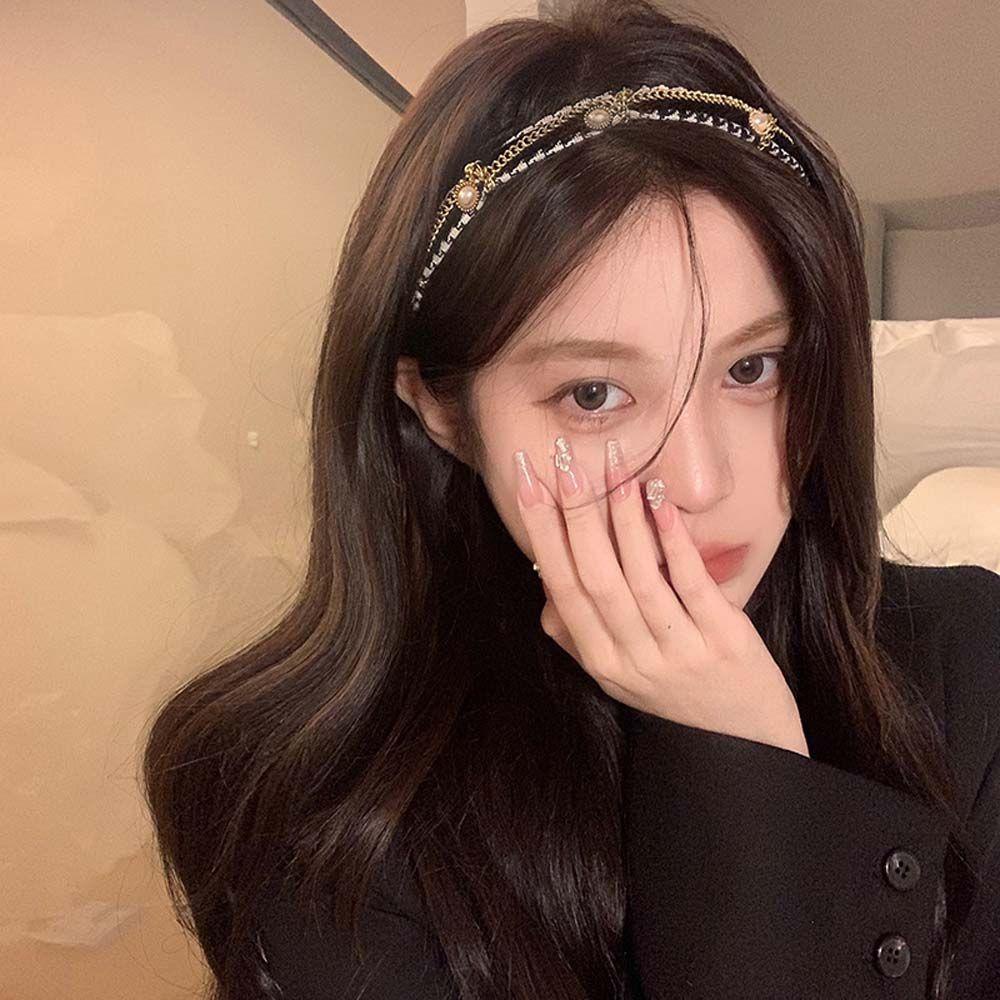 Băng Đô Cài Tóc Phối Xích Thời Trang Thanh Lịch Cho Nữ