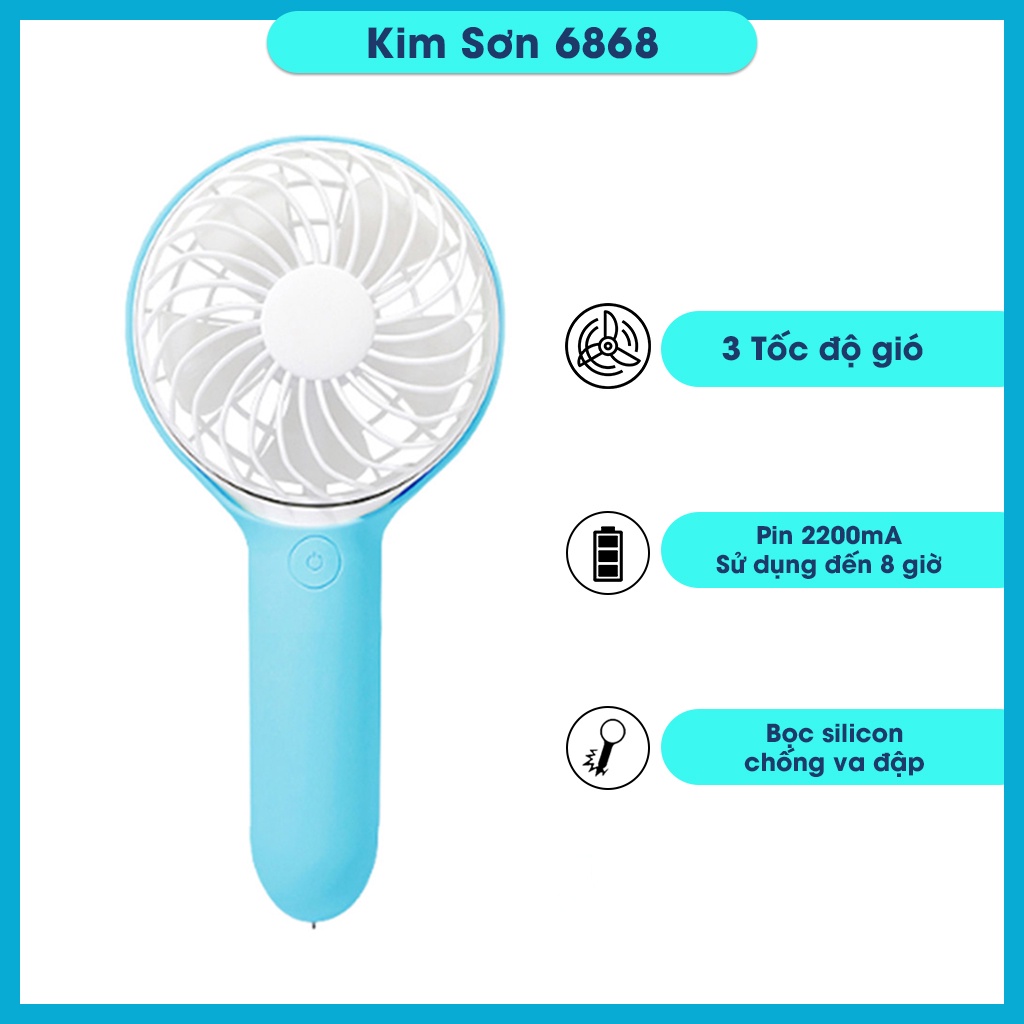 Quạt sạc mini cầm tay pin tích điện BlueStorm xuất khẩu chính hãng Hàn Quốc kèm dây sạc