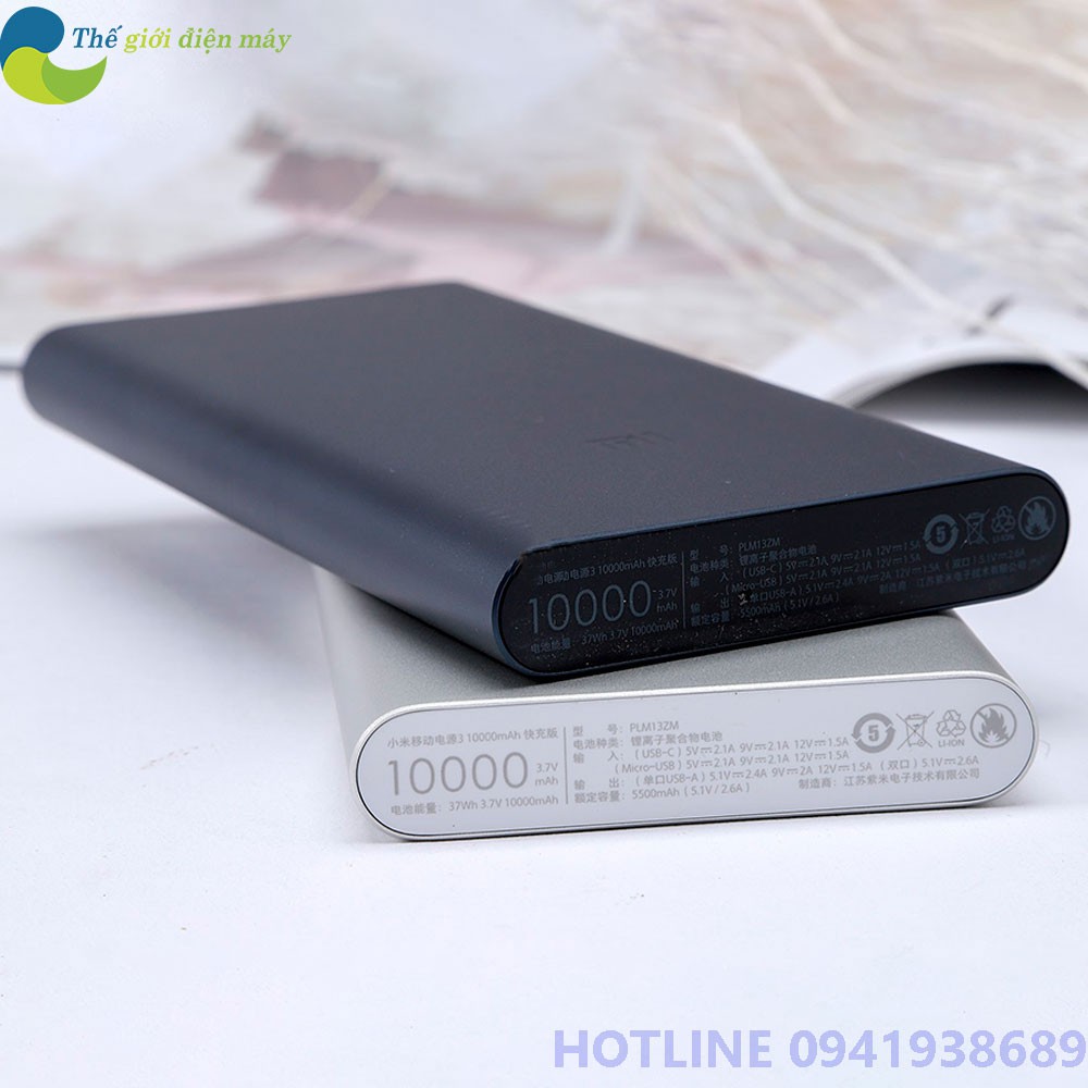 Pin sạc dự phòng Xiaomi 10000mah Gen 3 - Bảo hành 6 tháng - Shop Thế giới điện máy