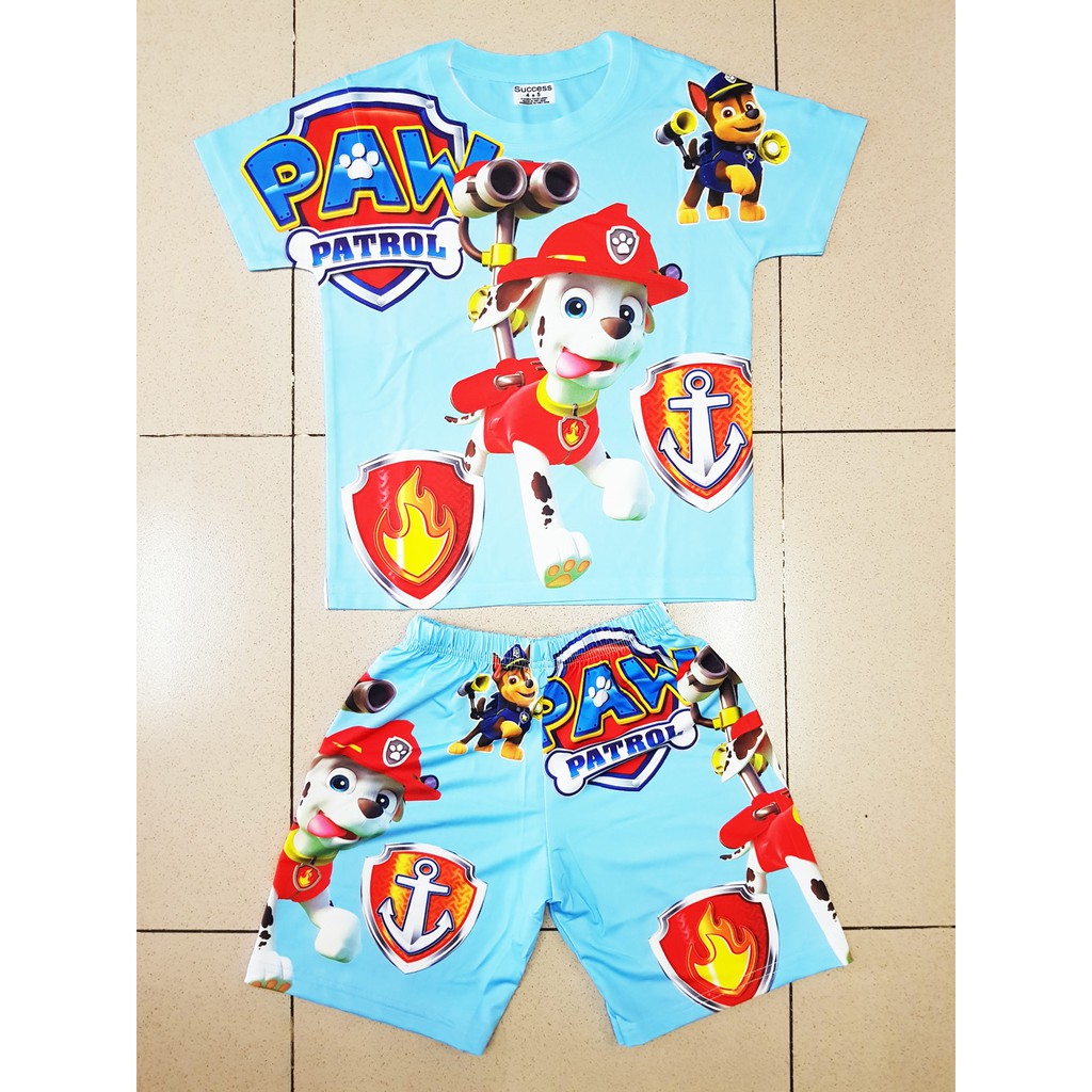 Bộ thun cotton Thái lạnh in hoạt hình Paw patrol biệt đội cứu hộ