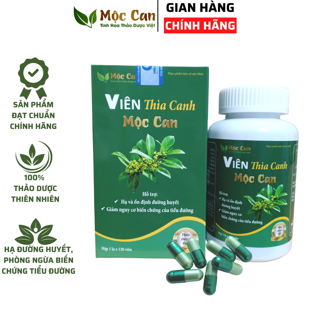Viên Dây Thìa Canh Mộc Can hạ đường huyết, ngăn biến chứng tiểu đường, hạ huyết áp, giảm mỡ máu hộp 120 viên