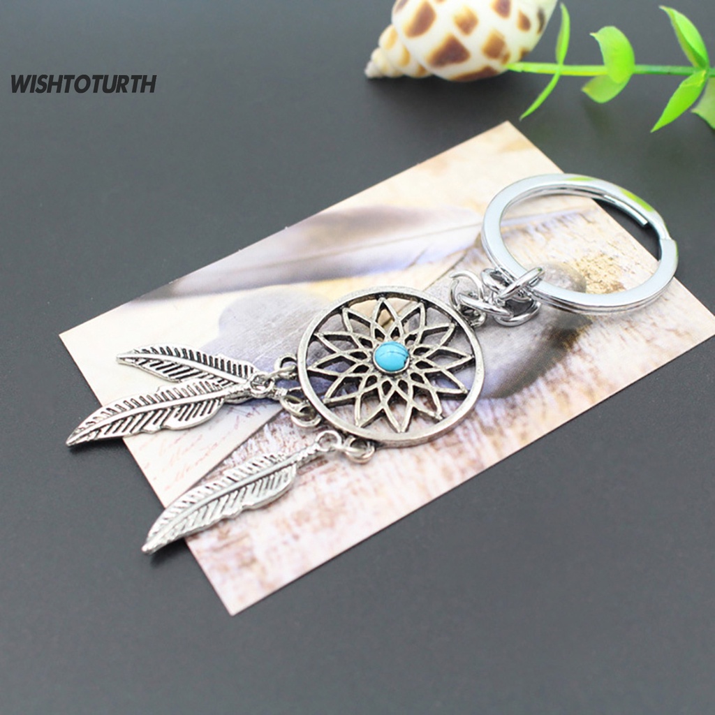 Móc Khóa Hình Dream Catcher Phối Đá Ngọc Lam Giả Thời Trang