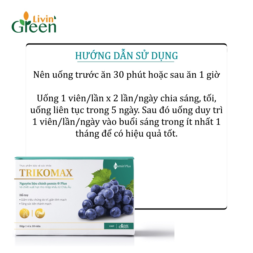 Viên uống trĩ Trikomax  hỗ trợ triệu chứng do trĩ, giúp co búi trĩ