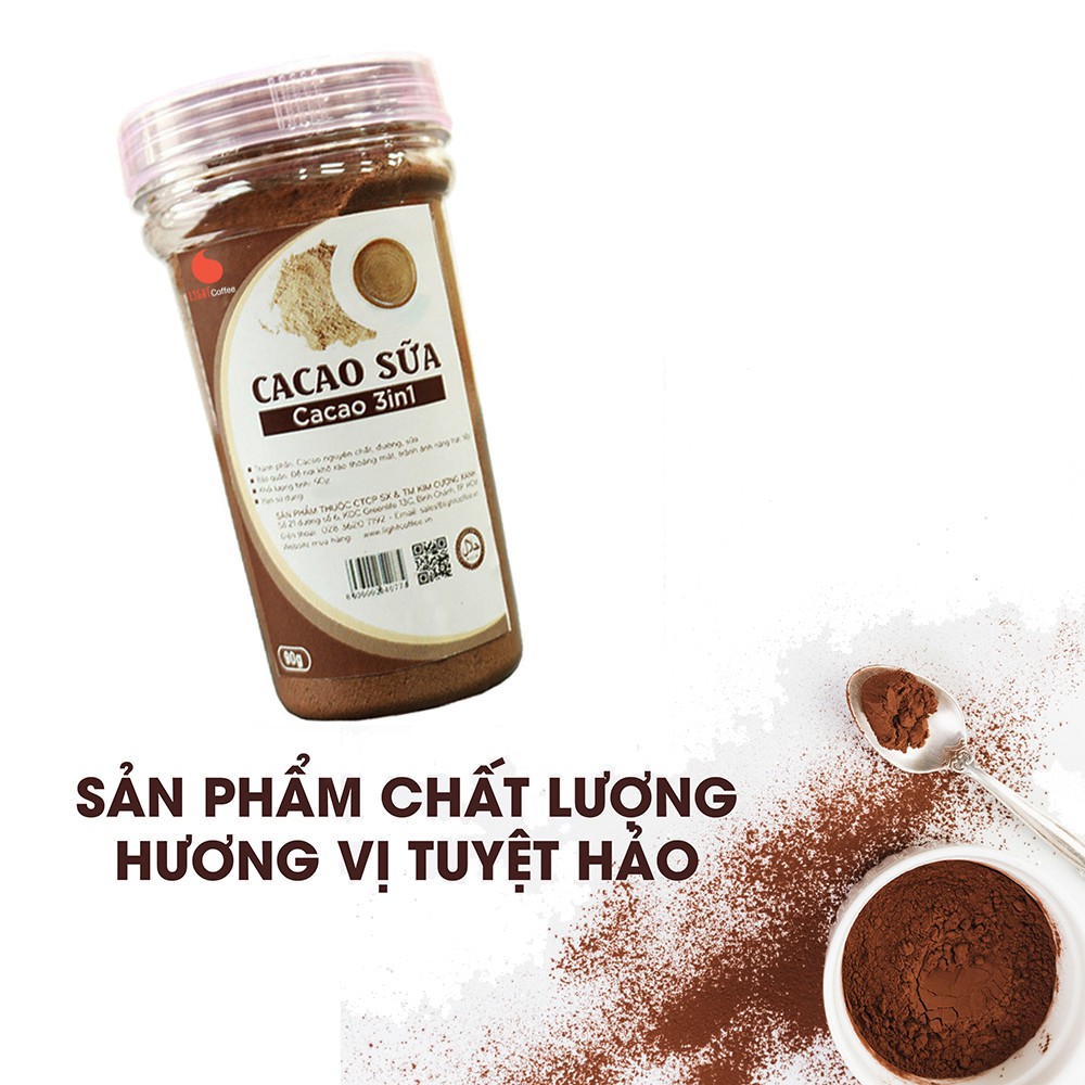 Combo 2 hũ (90g/hũ) Bột cacao sữa hòa tan 3in1 từ nhà sản xuất Light Coffee