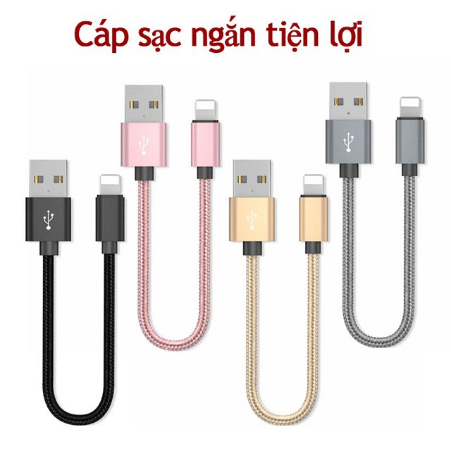 [Giá sỉ] Cáp sạc điện thoại ngắn 30cm tiện lợi, sạc nhanh iphone, samsung.., cáp sạt dây dù chống đứt 30cm