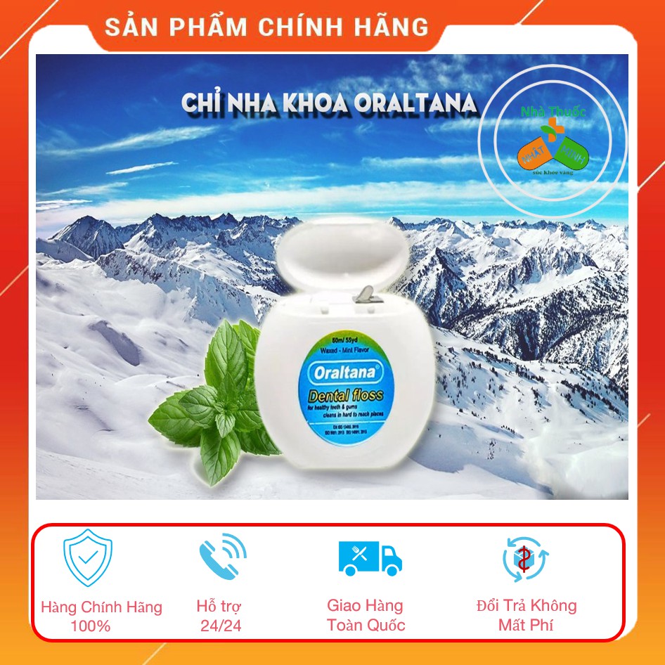 [Chính Hãng ] Chỉ Nha Khoa Oraltana Dental Floss Hương Bạc Hà Vệ sinh Răng Miệng 1 cuộn 50m