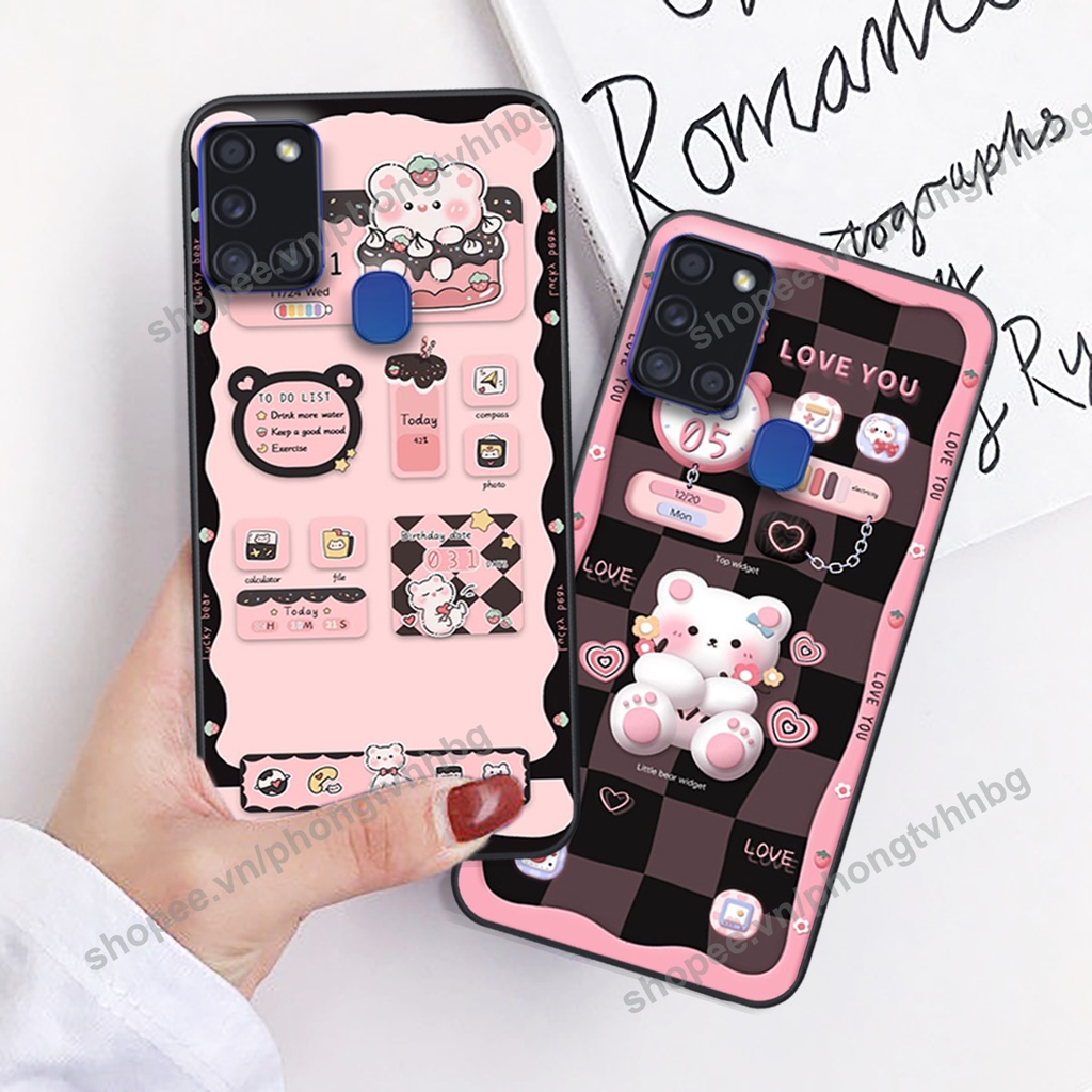Ốp lưng Samsung A21s gấu/ thỏ trắng , đồng hồ dễ thương cute cực đẹp