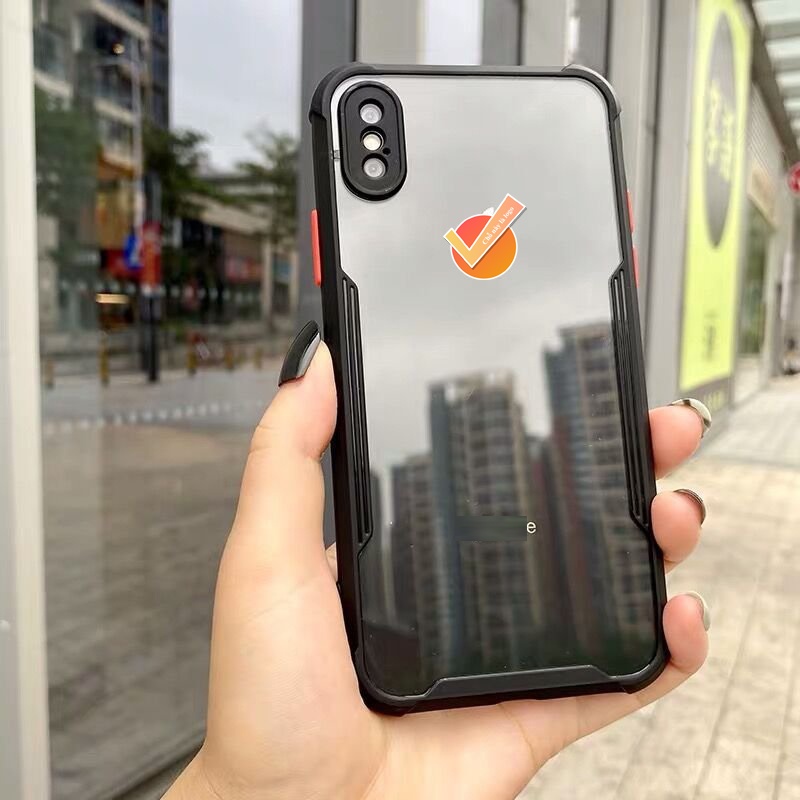 Ốp Lưng Iphone X Xs Xsmax XR Chống Sốc Lưng Trong Suốt Bóng Loáng Như Tráng Gương, Viền Màu Nổi Bật | GuCase