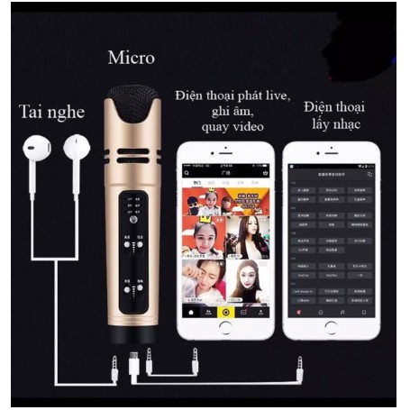 Micro C16 Bluetooth Hát Karaoke Livestream 3in1 [Loại 1, đủ phụ kiện, tiếng vang to, rõ đủ 6 chế độ âm thanh]