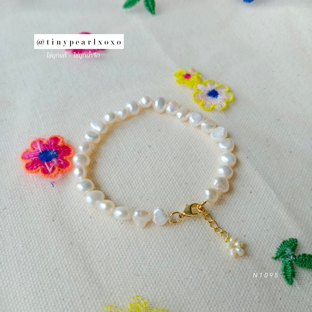 Vòng tay Keshi Pearl Nugget-Quần áo | Ngọc trai nước ngọt Hình dạng tự nhiên Tinypearlxoxo N1095