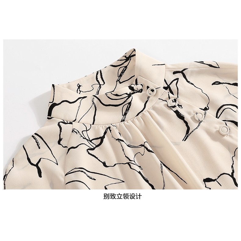 Áo chiffon nữ tay dài ống loe in họa tiết | BigBuy360 - bigbuy360.vn