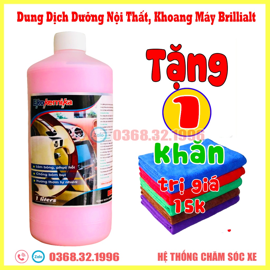 Dung Dịch Làm Bóng, Bảo Dưỡng Nhựa và Tablo - Dưỡng Nội Thất Ô tô Ekokemika BRILLIANT 1L