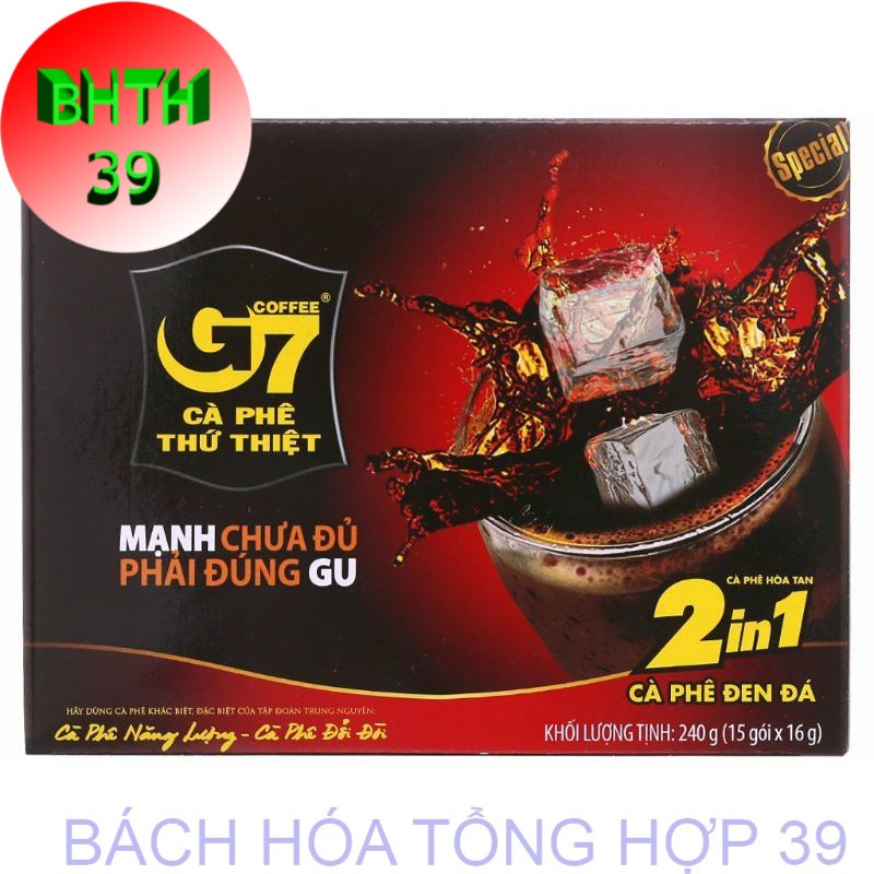 (Có tem xác thực) Cà phê hòa tan đen đá G7 2in1 - cafe trung nguyên g7 hộp 15 gói | BigBuy360 - bigbuy360.vn