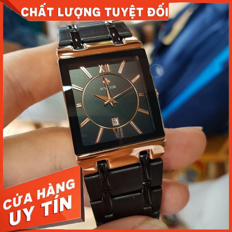 HÀNG CAO CẤP -  Đồng Hồ Nam Dây Kim Loại Cao Cấp Chính Hãng WWOOR Mặt Vuông Đẹp Sang Trọng Có Lịch Ngày Giá Rẻ  - Hàng C