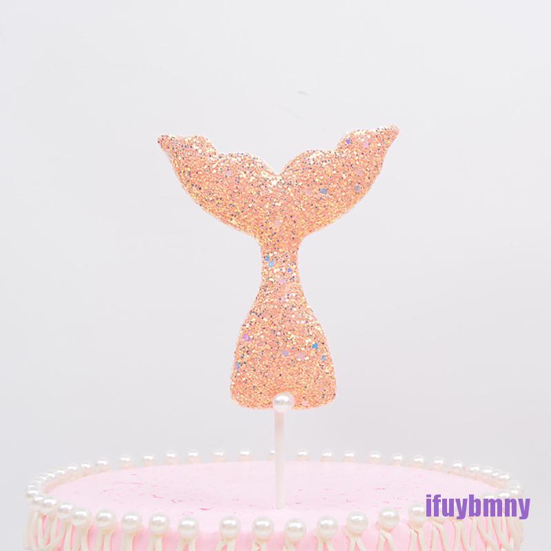 [ifuyb] Mermaid Cupcake Picks Happy Birthday Cake Toppers For Wedding Party Decor qura