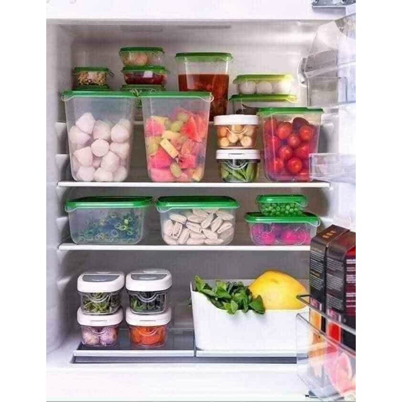 Bộ hộp nhựa đựng thực phẩm, set 17 hộp nhựa bảo quản đồ ăn tủ lạnh cao cấp