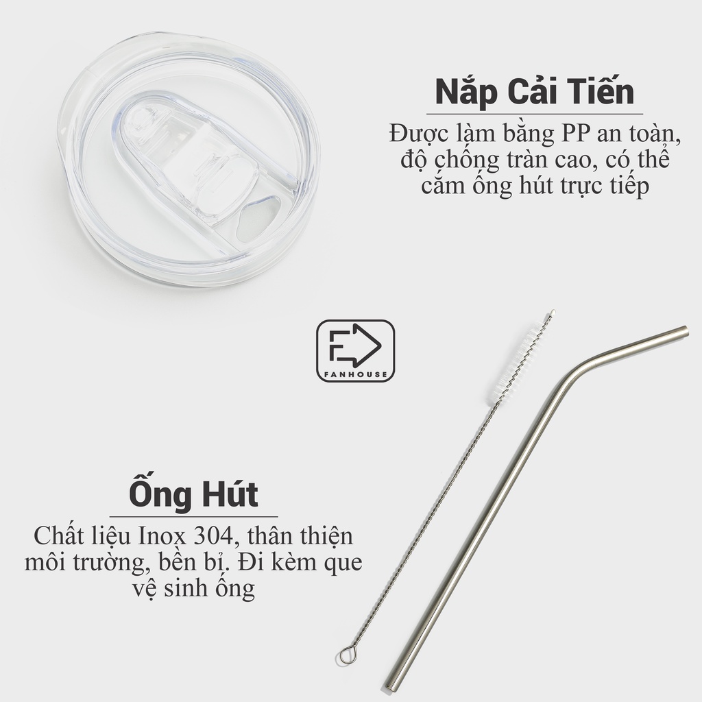 Cốc giữ nhiệt Egg Yeti inox 304 cao cấp, cốc trứng để bàn 5 màu Fan House tặng ống hút, khắc tên theo yêu cầu