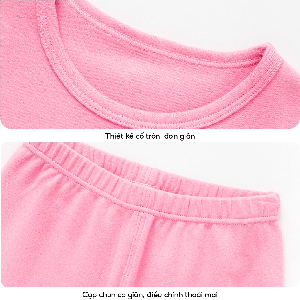 Bộ thun bé gái BabyloveGO, đồ bộ dài tay cho bé gái bé trai size 10kg đến 35kg BD005
